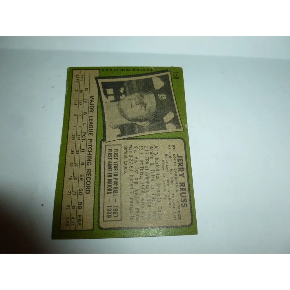 1971 Topps Jerry Reuss #158 St Louis Cardinals Pitcher Vintage Baseball Card